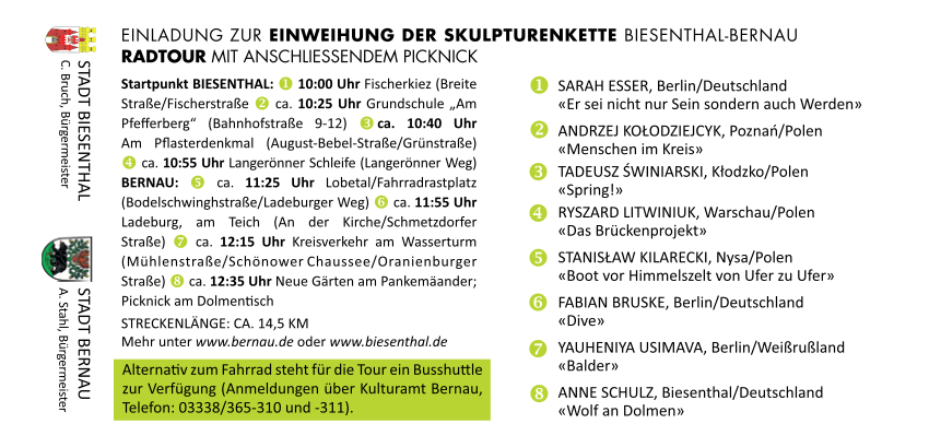 Postkarte Einweihung Skulturen Rückseite Postkarte Einweihung Skulturen Rückseite